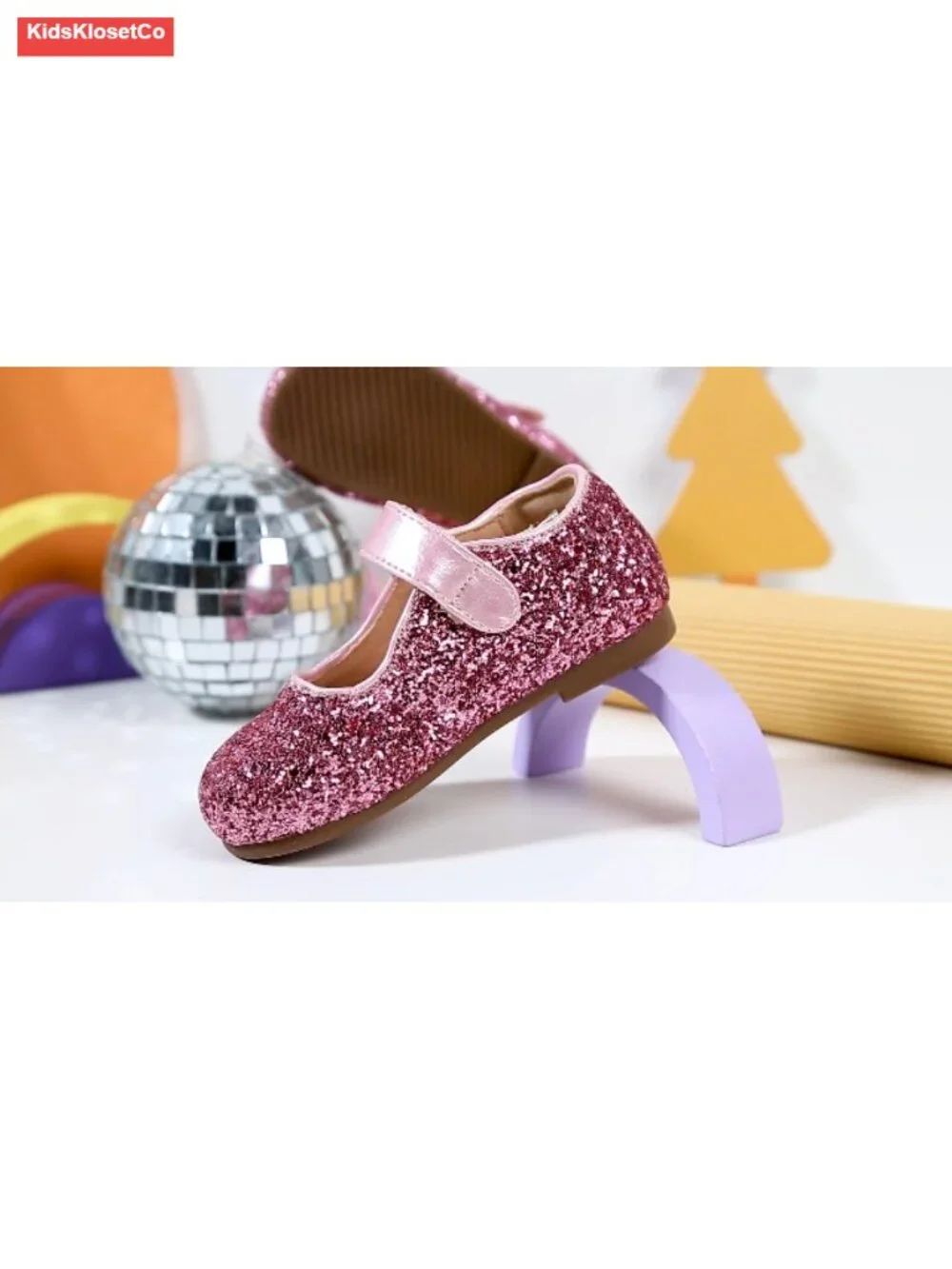 Toddler Flower Girl Dress Shoes Mary Janes Flat with Hook and Loop Closure